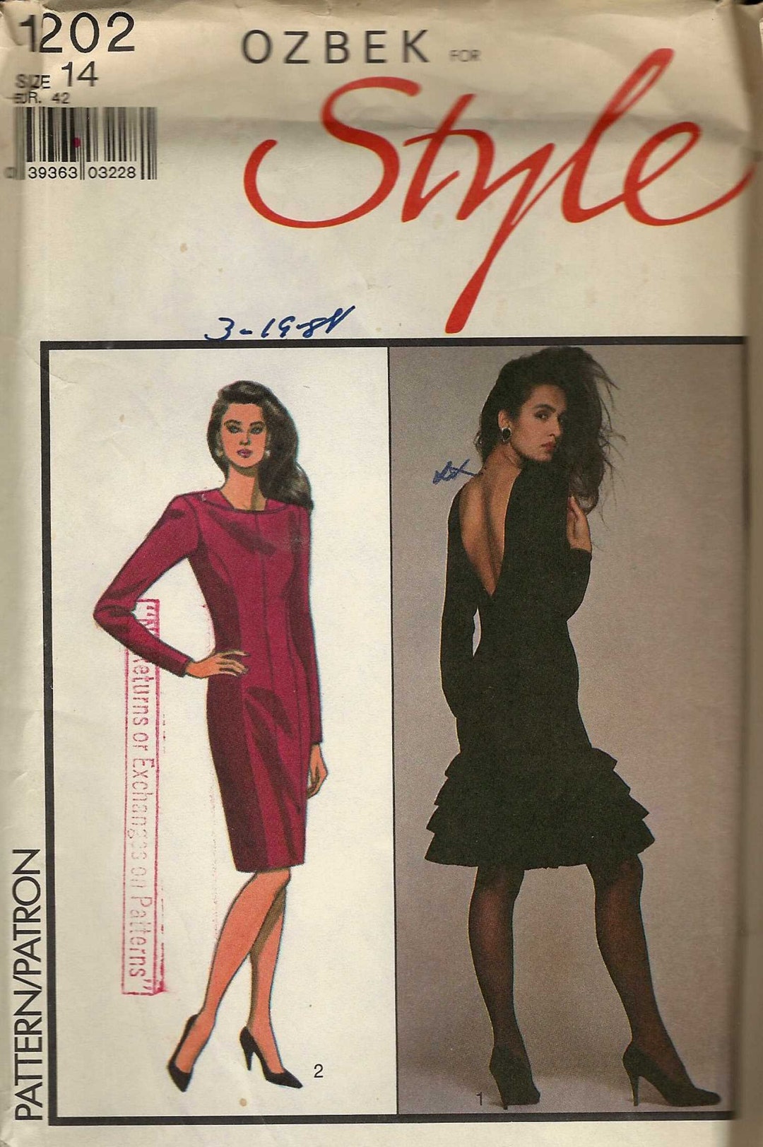 Sewing Pattern Style 1202 Long Sleeve Fitted Panelled Low Back Etsy