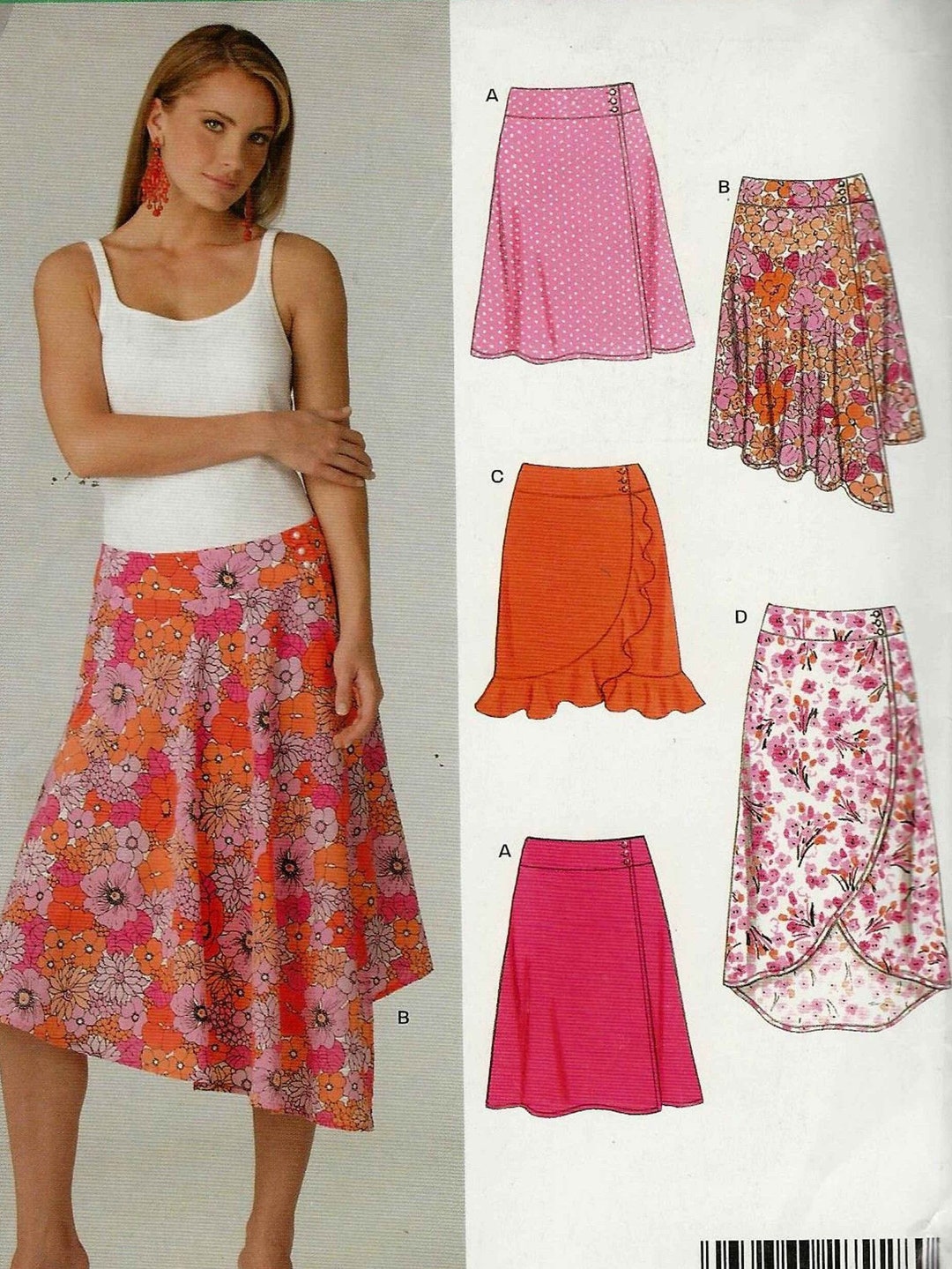 New Ook 6390 Skirts Wide Shaped Waist Band Wrp Mock Wrap Tulip Uneven