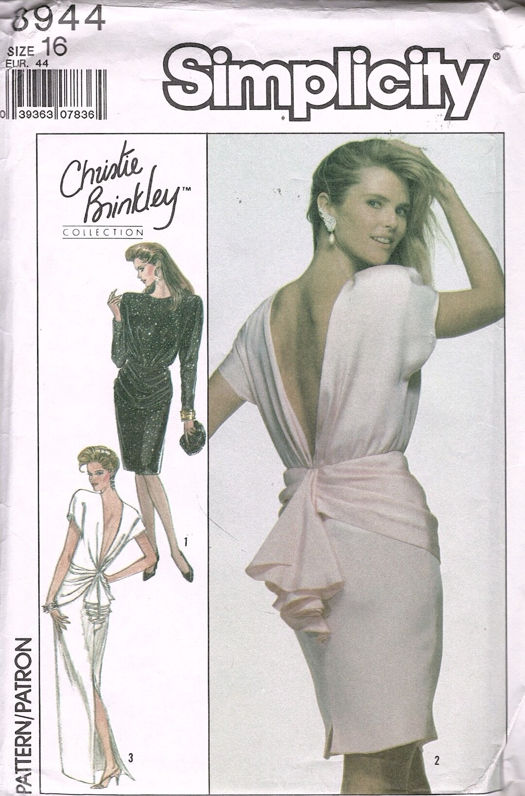 Simplicity 8944 Deep V Back Dress Drape Ruffle Extended Shoulder ...