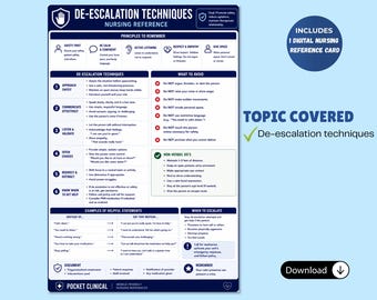 Ficha de referencia de enfermería sobre técnicas de desescalada, enfermería psiquiátrica (PDF digital)
