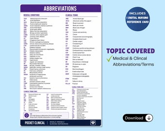 Guía de términos clínicos y abreviaturas de enfermería, tarjeta de identificación de enfermería (descarga digital)