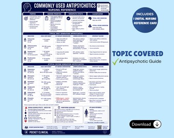 Ficha de referencia de enfermería sobre antipsicóticos, guía de estudio de medicina psiquiátrica (descarga digital)