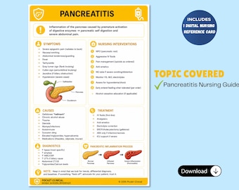 Ficha de referencia de enfermería sobre pancreatitis, guía clínica rápida (descarga digital)