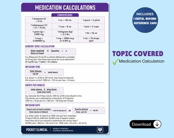 Tarjeta de referencia para el cálculo de dosis de medicamentos en enfermería (descarga digital)
