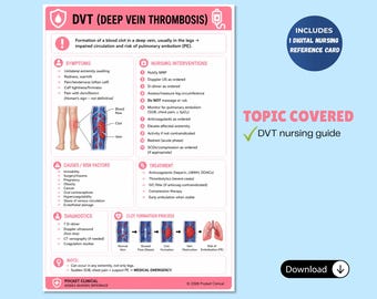 Ficha de referencia de enfermería sobre trombosis venosa profunda, guía clínica (descarga digital)