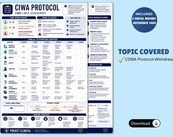 Tarjeta de referencia de enfermería del protocolo CIWA, evaluación de la abstinencia de alcohol (PDF digital)
