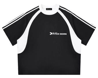 Maglia da calcio da donna Premium, maglia da calcio da bambina, maglietta sportiva, inserti in rete a righe a contrasto, scritta "We Play We Rise" sul retro.