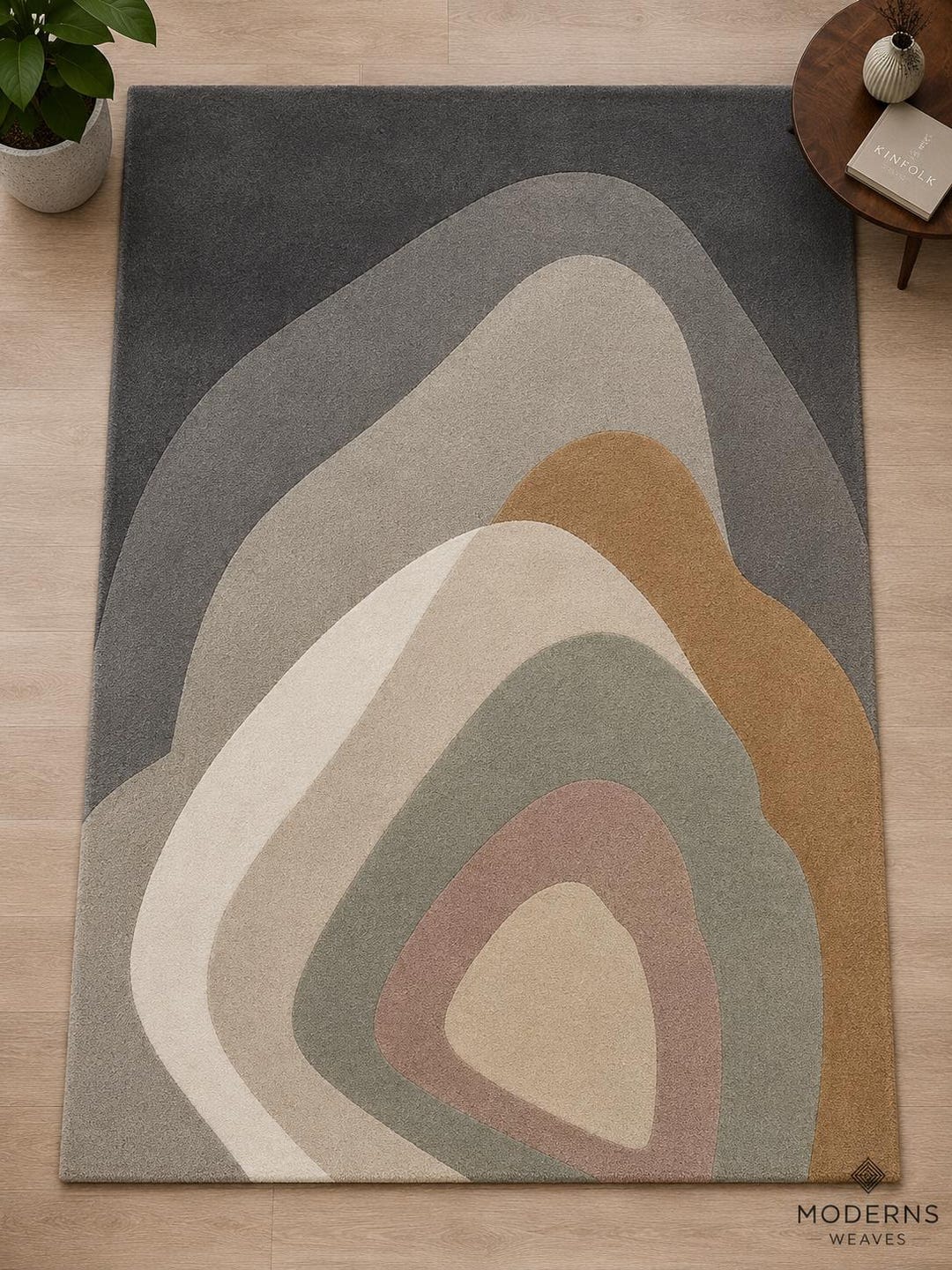 Hand Tufted Wool Abstract Area Rug, Modern Neutral Geometric Carpet - Etsy