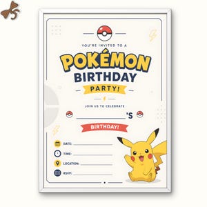 Pokémon födelsedagsinbjudan | Pokémon födelsedagsfest | Pokémon födelsedagsinbjudan | Födelsedagsfestinbjudan | Digital nedladdning
