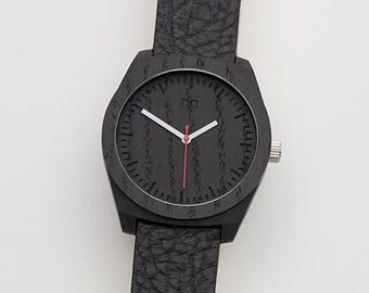 Bog Oak Watch · Unique Handmade Mens Watch · Made from 1360 Year Old Ancient Wood · Black & White