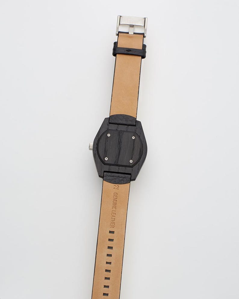 Bog Oak Watch · Unique Handmade Mens Watch · Made from 1360 Year Old Ancient Wood · Black & Black image 2
