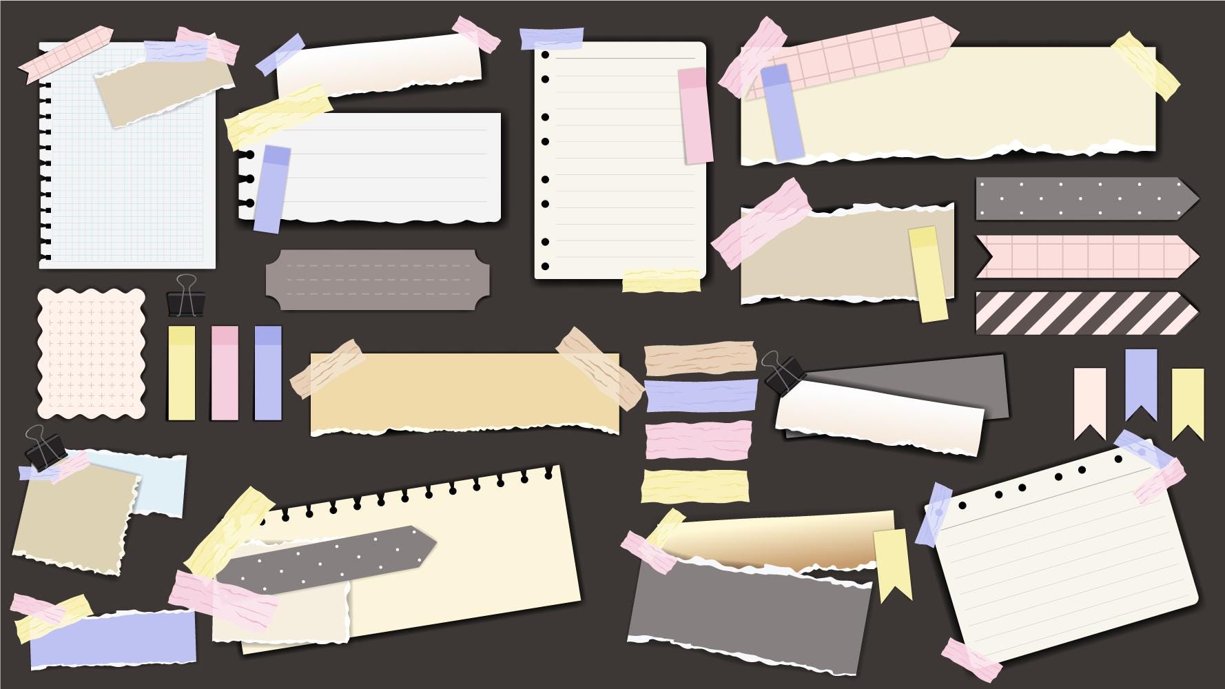 Vector Note Paper Stickers, Multicolor Blank Notes (digital Download ...