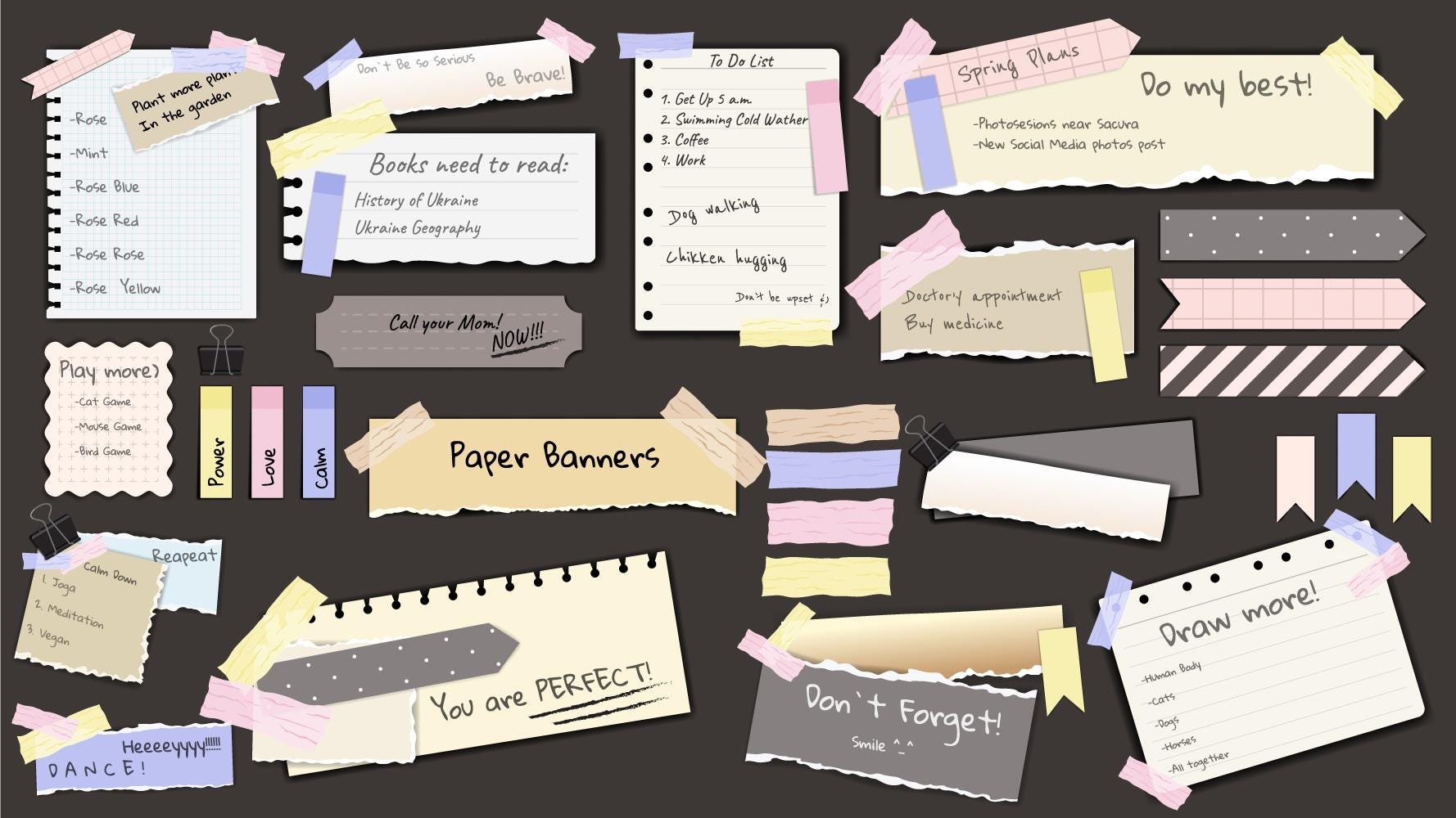 Vector Note Paper Stickers, Multicolor Blank Notes (digital Download ...