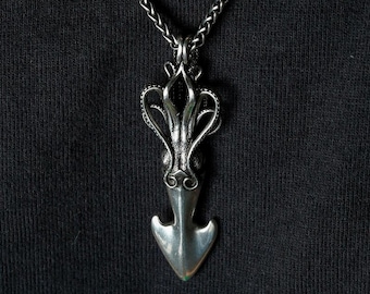 925 Sterling Silber Anhänger Original Design Gothic Style, Kraken Tintenfisch Oktopus Halskette, Retro Edgy Schmuck, Cooles Streetwear Geschenk für Männer