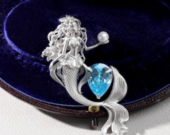 Original Sterling Silber Meerjungfrau Anhänger mit Perle, kleine Meerjungfrau Schwanz Halskette, zierliche Meer Tochter Schmuck, Ozean Prinzessin Geschenk für Sie