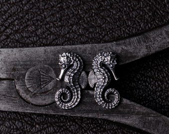 Silber Seepferdchen Ohrstecker Vintage Minimalist Meerestier Ohrstecker Einzigartiges Unisex Geschenk Niedlicher Ozean Schmuck Zierliche Französische Chic Ohrstecker