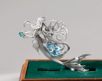 Original S925 Silber Meerjungfrau Anhänger, Natürliche Perle Meer Tochter Schwanz Halskette, Wassertropfen Edelstein, Märchen Schmuck Geschenk, Ozean Prinzessin