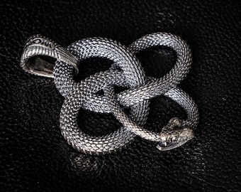 Original Silber Ouroboros Anhänger, Schlange, die ihren Schwanz isst Halskette, Gothic Schlange Schlüsselanhänger Charm, Unisex Tier Schmuck