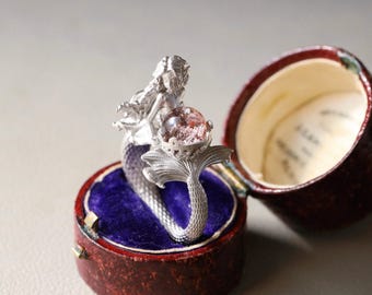 Bague sirène design original en argent sterling S925, bijoux princesse océan rêveuse, bague queue de sirène vintage, cadeau unique pour elle, fait main