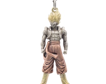 Super Saiyajin S925 Sterling Silber Anhänger, Anime Dragon Ball Son Goku Halskette, Handgemachter Cyberpunk Manga Schmuck, Geschenk für Otaku Freund