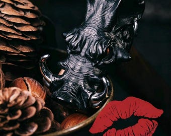 Edelstahl Warzenschwein Kopf Hammer, Original Wildschwein Flaschenöffner, Hochleistungs Schwein Hauer Schreibtisch Maskottchen, Badass Männer Gag Geschenk Cyberpunk EDC