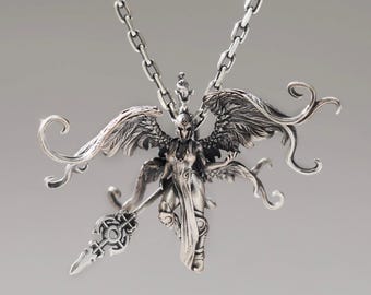 925 Sterling Silber Athena Göttin Halskette - Vintage Engel Flügel Anhänger, Original Krieger Schmuck, Unisex Flügel Amulett, Gothic Paar Geschenk