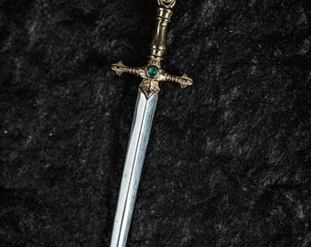 925 Silver King Arthur Sword Pendant, Retro Brass Excalibur Necklace, Edgy Cool Mens Jewelry, Viking Knight Amulet Gift for Him