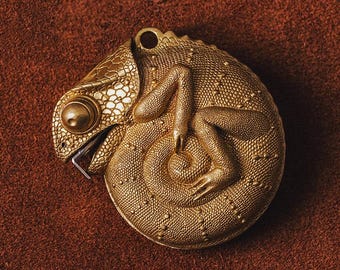 Handgefertigtes Messing Chamäleon Maßband 6,5 ft 2 m, Original Metall Tier Schlüsselbund Werkzeug, Einzigartiges eingekochtes EDC Geschenk für Ihn Mann Mann