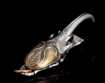 Hercules Beetle Flaschenöffner Schlüsselanhänger, Original Handmade Weiß Messing Insekt Schlüsselanhänger Anhänger, EDC Zahnrad Käfer Auto schlüsselanhänger Männer Geschenk
