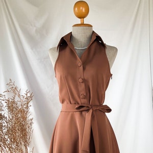 DOWNTOWN Cappuccino Brown Bridesmaid Shirt Dress Retro Vintage Women capsule wardrobe Sundress Summer Clothing Party Dress Halloween image 2