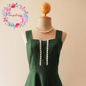 VIENNA- Forest Green Bridesmaid Dress Formal preppy retro old money women outfit Fit and Flare Party Vintage Swing modest midi Dress