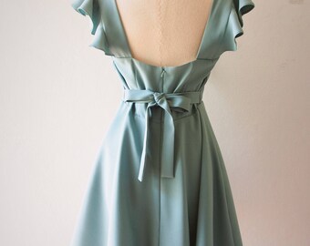 sage green velvet dress