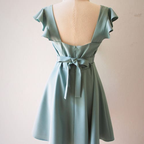 Sage Green Dress Green Bridesmaid Dress Long Prom Party Dress Etsy
