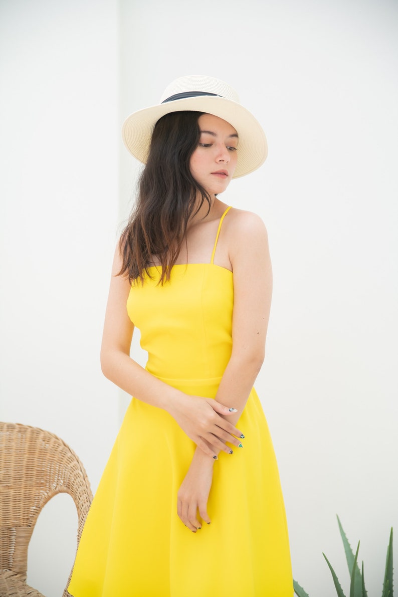 2020 Summer Sexy Back Yellow Sundress Crisscross Back Tied | Etsy