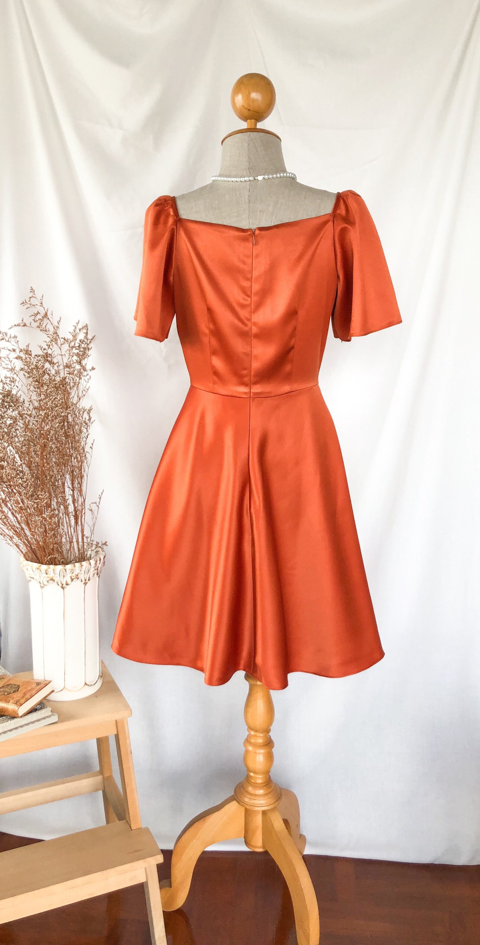 Copper Orange Dress Shining Swing Party Dress Summer Vintage Etsy