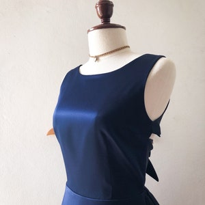 Shining Navy party dress vintage retro bridesmaid gown summer fashion sundress swing skirt high fashion twin back bow quirky design Ella image 5