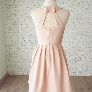 𝐋𝐎𝐕𝐄 𝐏𝐎𝐓𝐈𝐎𝐍 Light peach dress bridesmaids dress bow backless picnic dress sundress vintage style party dress girl holiday fashion image 4