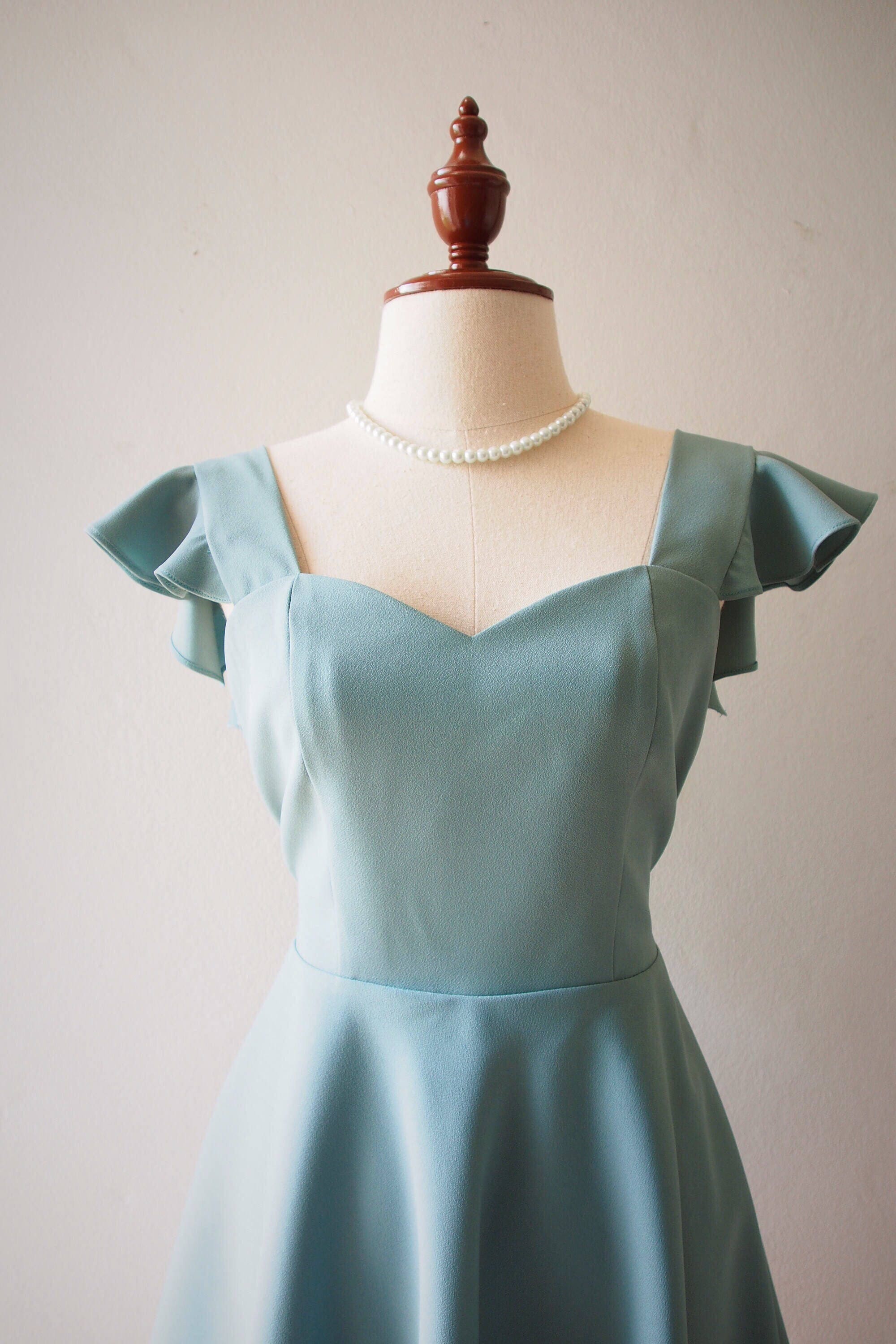 OLIVIA Sage Green Dress Sage Green Party Dress Back Zipper Etsy