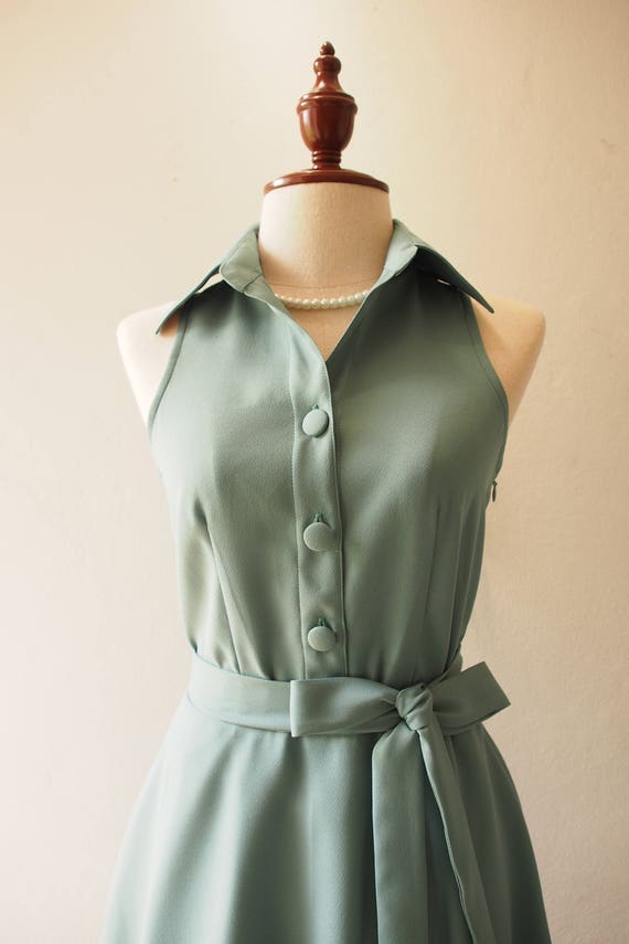 DOWNTOWN Sage Green Dress Shirt Dress ...