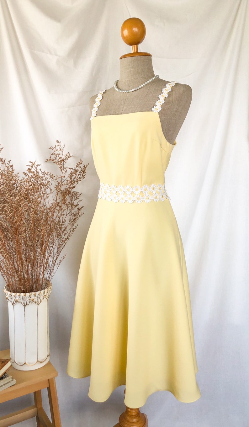Yellow Prom Dress Flower Princess Party Dress Vintage Summer Etsy