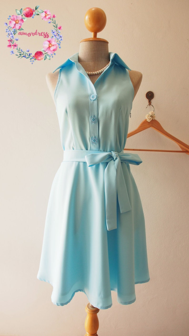 DOWNTOWN Baby Blue Shirt Dress Summer Dress Blue - Etsy