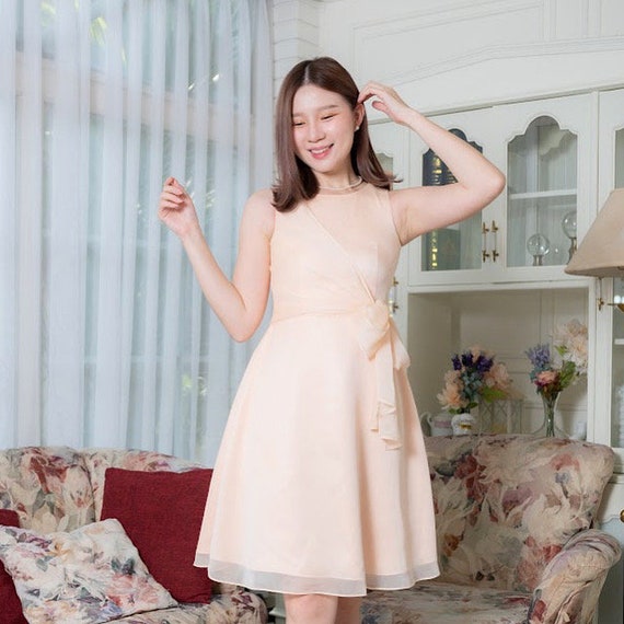 Kamila -A Cream Dress Silk Chiffon Party Bridesmaids Women Summer