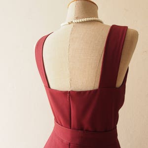 Baverly Dark Burgundy Dress Vintage Modern Simple Retro Dress Summer Wedding Dress Fit and Flare Summer Dress Elegant Beth red Sundress image 10