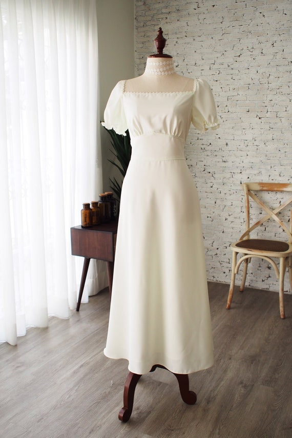 Rustic Wedding Dress Off White Prom Dress Snow White Puff Etsy