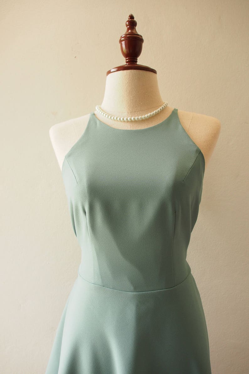 Sage Green Party Dress Prom Crisscross Dress Party Dress Etsy