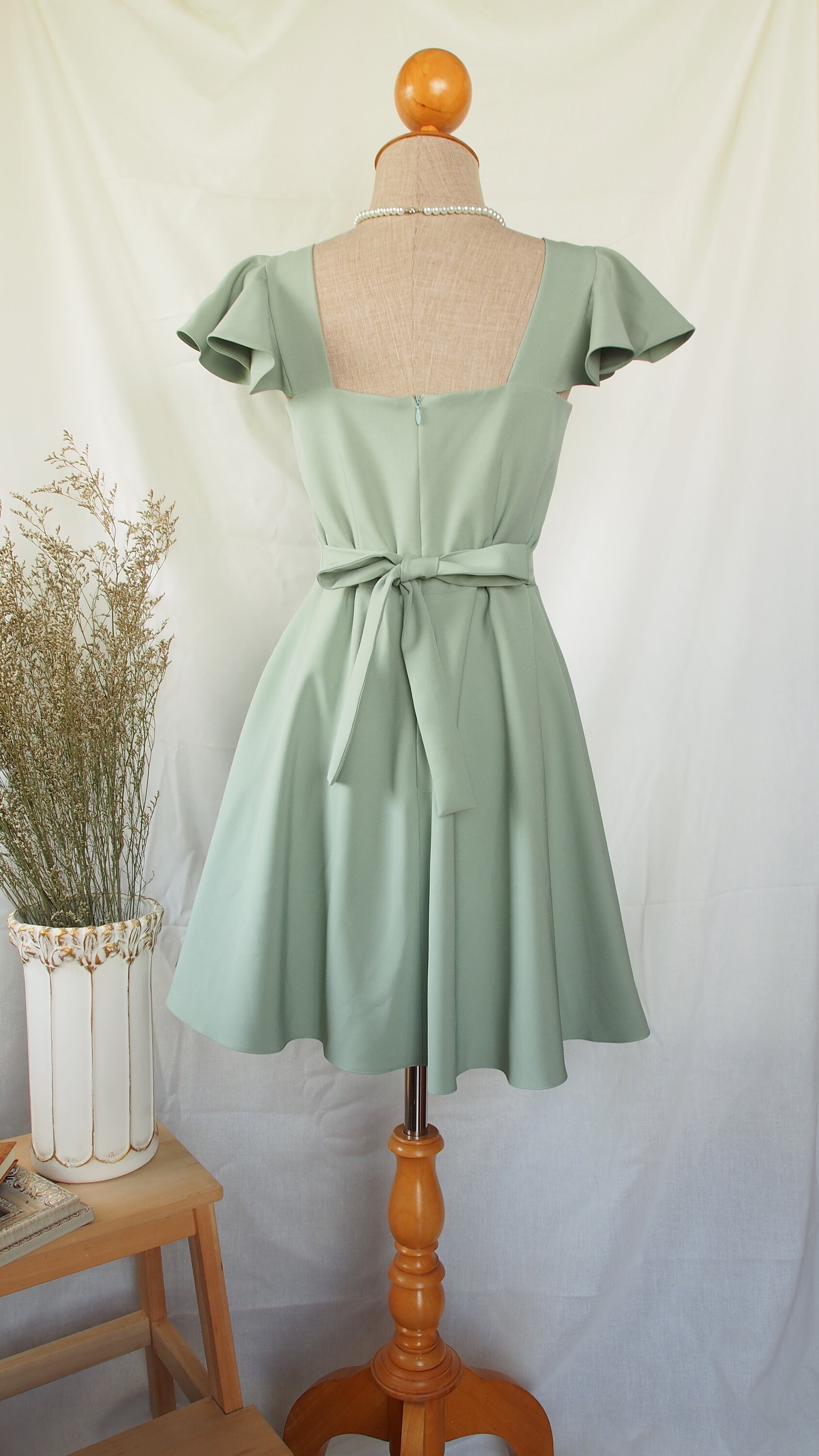 Modest sage green dress deals