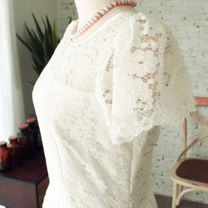 White Lace Dress Vintage Inspired Bridesmaid Dress broderie anglaise Off Long Rustic Wedding Gown Floor Length White Cap Sleeve Halloween image 3