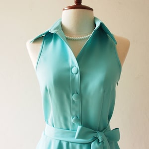 DOWNTOWN - Pastel Blue Shirt Dress preppy old money fit and flare women working outfit Casual Style Bridesmaid Party Vintage Modern