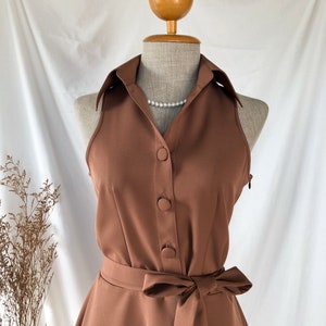 DOWNTOWN Cappuccino Brown Bridesmaid Shirt Dress Retro Vintage Women capsule wardrobe Sundress Summer Clothing Party Dress Halloween image 4