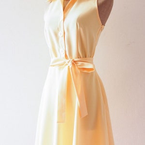 Shirt Dress Pale Yellow summer Dress preppy old money Vintage Sundress Mod Clothing Retro Pastel Bridesmaid gown 2025 color trend